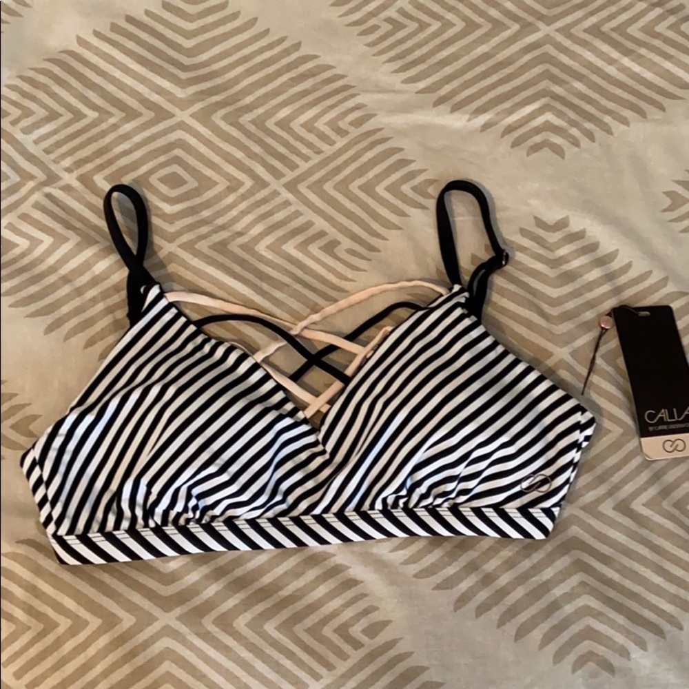 Calia Striped & Strappy Swim Top (M)